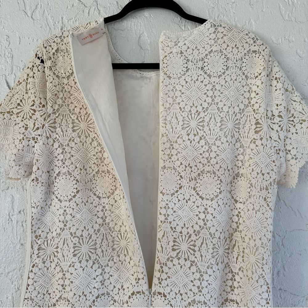 TORY BURCH Trixy Dress Women’s Large Crochet Lace Cream - Picture 9 of 10